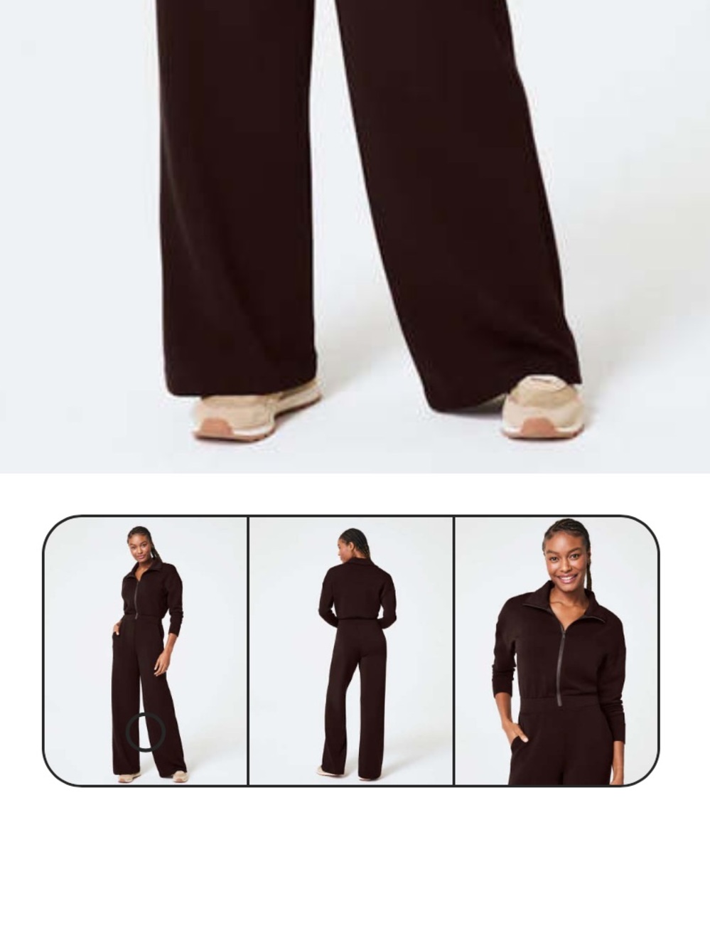 Spanx Air Essentials 
Wide Leg Zip Jumpsuit 
Soft LongSleeve Effortless Travel - Picture 2 of 7